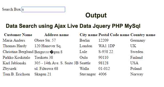 data-search-using-ajax-live