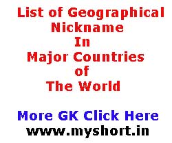 List of Geographical Nicknames In Major Countries of World